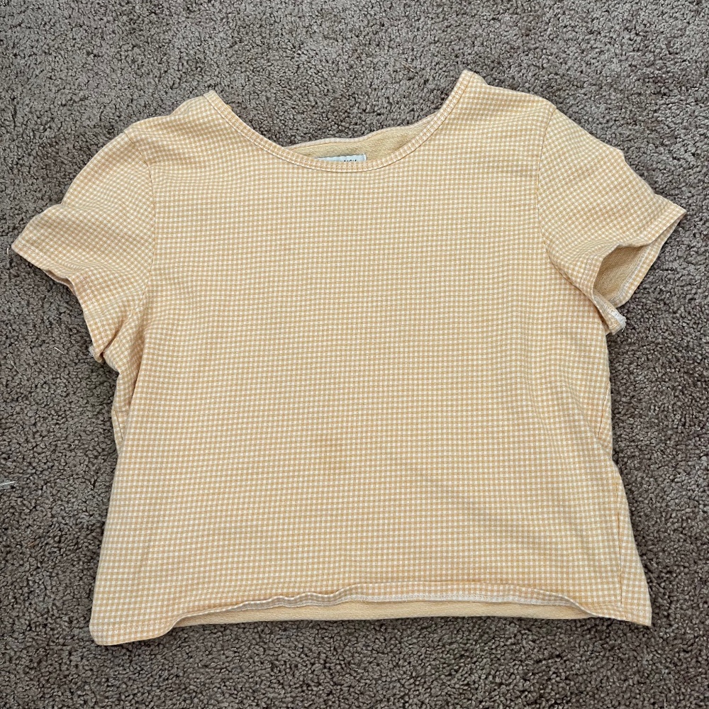 American Eagle Yellow Gingham Crop Top